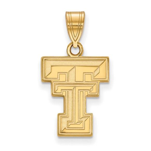 10k Yellow Gold Texas Tech U. Medium 'TT' Pendant - Picture 1 of 3
